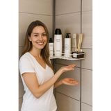 Tolmin Tekli Geniş Banyo Rafı | L Tasarım Banyo Düzenleyici | Yapışkanlı Çok Amaçlı Köşe Rafı | Organizatör - Beyaz