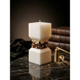 Tolu Mini Kaide Vanilya Kokulu Soya Wax Mum 4*4*12 cm Küp Altın Varaklı El Yapımı Dekoratif Obje Kristal Cam Taş Beton Taştozu Silindir Blok Kütük Kandil Şamdan Parafin Epoksi Reçine Tealight Mumluk - 1 Adet