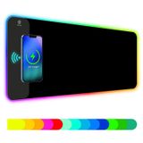 ToLuLu RGB Oyun Kablosuz Şarj Fare Altlığı, 5/7,5/10/15 W 10 Işık Modu LED Mouse Pad Bilgisayar Klavyesi Mat Fare Altlığı, Oyun, MacBook, Dizüstü Bilgisayar, PC için Genişletilmiş Büyük Masa Matı,