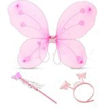 Tolzan Toz Pembe Renk Kelebek Kanadı Tacı ve Sopası 50x37 cm