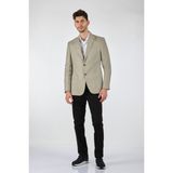 Tom Becker Minimalist Regular Fit Erkek Keten Ceket - Bej - 50