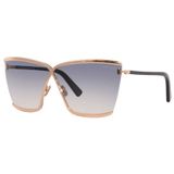 Tom Ford ELLE-02 FT 0936 Parlak Gül Altın/Gri Gölgeli 71/1/130 kadın Güneş Gözlüğü, Gül Altın/Drk Havana, 71-1-130