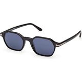 Tom Ford Joey-02 TF1301 01V Parlak Siyah Mavi Unisex Güneş Gözlüğü - Siyah - Mavi