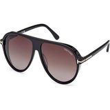 Tom Ford TF1023S 01B 60 Erkek Güneş Gözlüğü Siyah Asetat Çerçeve UV Filtreli Kahverengi Cam