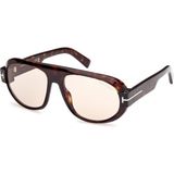 Tom Ford TF1102S 52E 59 Unisex Güneş Gözlüğü Kahverengi Geometrik Çerçeve ile Şık Tasarım