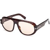 Tom Ford TF1102S 52E 59 Unisex Güneş Gözlüğü Kahverengi Geometrik Çerçeve ile Şık Tasarım