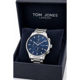 Tom Jones London Erkek Kol Saati Gümüş Mavi Renk Orjinal Çelik 2yıl Garantili 3ATM Su Geçirmez