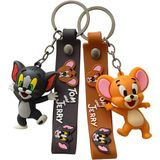 Tom ve Jerry 3D Anahtarlık Kaliteli 2'li Set Hediyelik Maskot Figür Çanta Süsü Aksesuar Sevimli Şirin Tatlı Çizgi Film Kahramanları