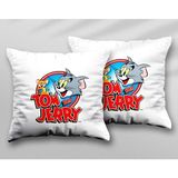 Tom ve Jerry En Çok Satılan Iki Adet Iki Tarafı Baskılı Yıkanabilir Yastık Kırlent Kılıfı - Krem - 43x43