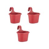 Tom1 Askılı Balkon Saksı – 3 Litre, 3 Adet | Kırmızı Renk | 22,2 cm | Askılı Tasarım