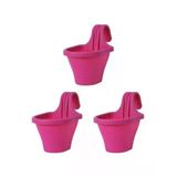 Tom1 Askılı Balkon Saksı Seti, 20 Cm, 3 Litre 3 Adet Fuşya