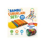 TOMBİ-X 300 Parça Bambu Çubukları Eğitici Zeka ve Tasarım Oyunu Matematik Küpü Hediyeli