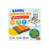 TOMBİ-X 300 Parça Bambu Çubukları Eğitici Zeka ve Tasarım Oyunu Solo Test Hediyeli