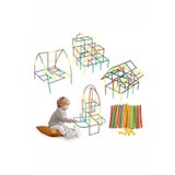 TOMBİ-X Eğitici Bambu Çubukları Yapı 600 Parça Puzzle Zeka Oyunları Kodlama Tak Çıkar Oyuncak 16 cm