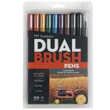 Tombow 56186 Dual Brush Pens Muted 10 Renk Çift Uçlu Grafik Kalemi