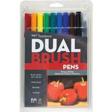 Tombow : Ab-T Dual Brush Pen : Grafik Kalem Seti : 10 Renk (Ana Renkler)