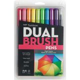 Tombow : Ab-T Dual Brush Pen : Grafik Kalem Seti : 10 Renk (Parlak Renkler)