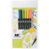 Tombow : Ab-T Dual Brush Pen Grafik Kalem Seti : Botanik Renkler (6 Renk)