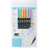 Tombow : Ab-T Dual Brush Pen Grafik Kalem Seti : Fantazi Renkler (6 Renk)