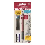 Tombow SH-300 Grip 0.7 Uçlu Kalem + Silgi + Uç + Kalemlik Seti Bordo