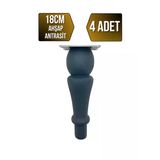 Tombul Torna Ahşap Ayak Mobilya Masa Ve Dolap Ayağı(Antrasit)(Kayın / Gürgen) Antrasit 18Cm 18Cm - 4 Adet