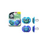 Tommee Tippee Fun Style 2'li Ortodontik Silikon Emzik 0-6 Ay Mavi Şeffaf