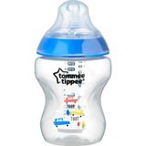Tommee Tippee Geniş Ağızlı Biberon 260 ml Mavi Renk Polipropilen Malzeme ile 0-3 Ay Bebekler İçin