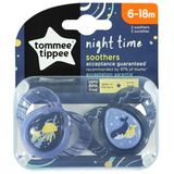 Tommee Tippee Ortodontik Gece Emziği 6-18 Ay Desenli Mavi 2'li
