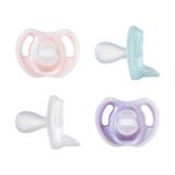 Tommee Tippee Ultra Hafif Silikon Emzik, Simetrik Tek Parça Tasarım, BPA İçermeyen Silikon Binkies, 0-6 ay, 4'lü Emzik Paketi