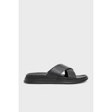Tommy Hilfiger % 100 Deri Çapraz Çift Bantlı Sandalet Erkek Sandalet FM0FM05358 Bds
