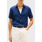 Tommy Hilfiger % 100 Keten Regular Fit Kısa Kollu Gömlek Erkek Gömlek MW0MW41531 Dcc - Lacivert - XL