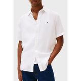 Tommy Hilfiger % 100 Keten Regular Fit Kısa Kollu Gömlek Erkek Gömlek MW0MW41531 Ybr - Beyaz - XL