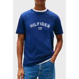 Tommy Hilfiger % 100 Pamuk Regular Fit Bisiklet Yaka Logolu T Shirt Erkek T Shirt MW0MW39357 C7G - Mavi - 2XL