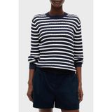 Tommy Hilfiger % 100 Pamuk Regular Fit Bisiklet Yaka Örgü Kazak Kadın Kazak WW0WW44993 0x7 - Mavi - Bej