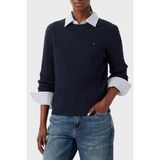 Tommy Hilfiger % 100 Pamuk Regular Fit Bisiklet Yaka Örgü Kazak Kadın Kazak WW0WW44993 C1G - Lacivert