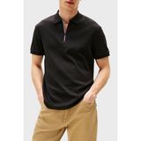 Tommy Hilfiger % 100 Pamuk Regular Fit Yarım Fermuarlı Polo Yaka T Shirt Erkek Polo Yaka T Shirt MW0MW39552 Bds - Siyah - 2XL