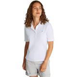 Tommy Hilfiger 1985 Reg Pique Polo Yaka T-shirt, M, WW0WW43224YBL, BEYAZ, Kadın