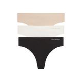 Tommy Hilfiger 3 PACK THONG Kadın Tanga, Ivory/Misty Blush/Black, S