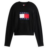 Tommy Hilfiger Adaptive tjw melange flag sweater rib ext Kadın Kazak Black Htr S