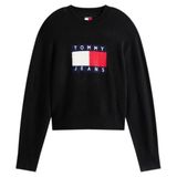 Tommy Hilfiger Adaptive tjw melange flag sweater rib ext Kadın Kazak Black Htr XS