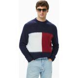 Tommy Hilfiger Alpaca Blend Big Flag Yuvarlak Yaka Erkek Lacivert Kazak - DW5-Mavi - 2XL