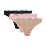 Tommy Hilfiger Bayan 3'lü paket tanga, çok renkli (flora pembe/yulaf sütü/siyah), M, Çok Renkli (Flora Pink/Yulaf Sütü/Siyah), M