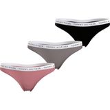 Tommy Hilfiger Bayan 3'lü paket tanga, çok renkli (flora pembe/yulaf sütü/siyah), XL, Çok Renkli (Flora Pink/Yulaf Sütü/Siyah), XL