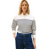 Tommy Hilfiger Bayan Co Jersey Gold Btn Mock-nk SWT Ww0ww47467 kazak, Mavi (Placed Thin Navy Stp Sweaters), S