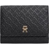 Tommy Hilfiger Bayan Th Icon Trifold Mono Aw0aw18484 Üç Katlı Cüzdan, Siyah (Siyah)