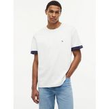 Tommy Hilfiger Beyaz Erkek Bisiklet Yaka Regular Fit T-Shirt MW0MW43203YBR_SAIL Mıx Medıa Cuff