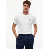 Tommy Hilfiger Beyaz Erkek Bisiklet Yaka Regular Fit T-Shirt MW0MW43224YBR_SCRIPT Stack Regular - XL