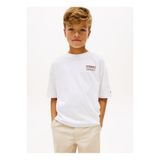 Tommy Hilfiger Beyaz Erkek Çocuk Baskılı T-Shirt KB0KB10194YBR