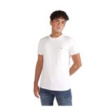 Tommy Hilfiger Bisiklet Yaka T-Shirt, L, MW0MW33202-YBR, Beyaz, Erkek
