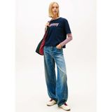 Tommy Hilfiger Boxy Tommy Applique Kadın Mavi T-Shirt